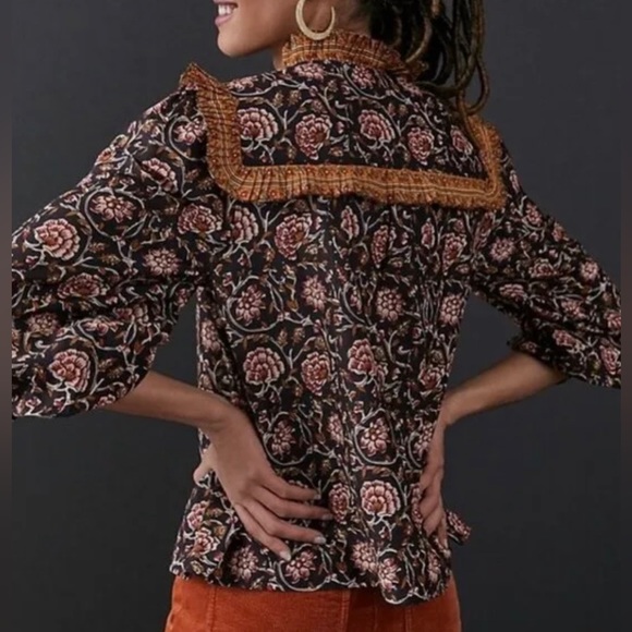Anthropologie Othilia Sera Floral Ruffled Blouse - Picture 3 of 12